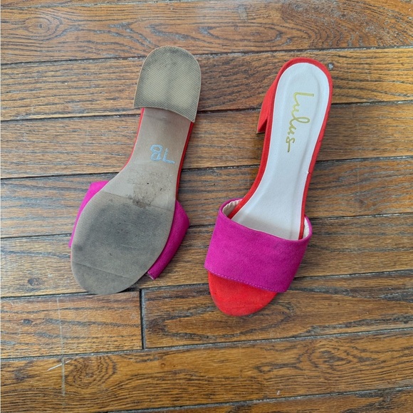 Lulu's Vibrant Pink and Red Block Heels - Picture 5 of 7